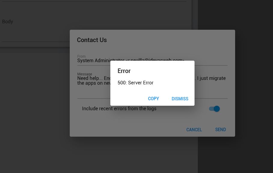 Invoice Ninja update server error